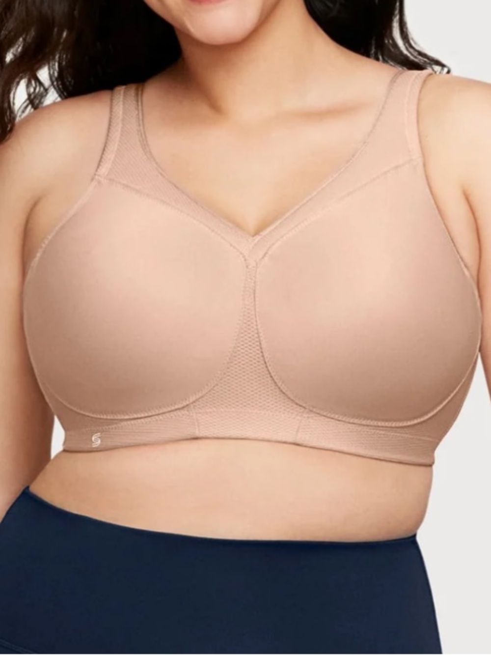 Glamorise Magic Lift Seamless Sports Bra Tan Nude Unlined No Wire Cafe Women 44D